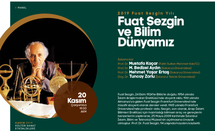 Fuat Sezgin ve Bilim Dünyamız’ AKM’de konuşulacak — haber görseli
