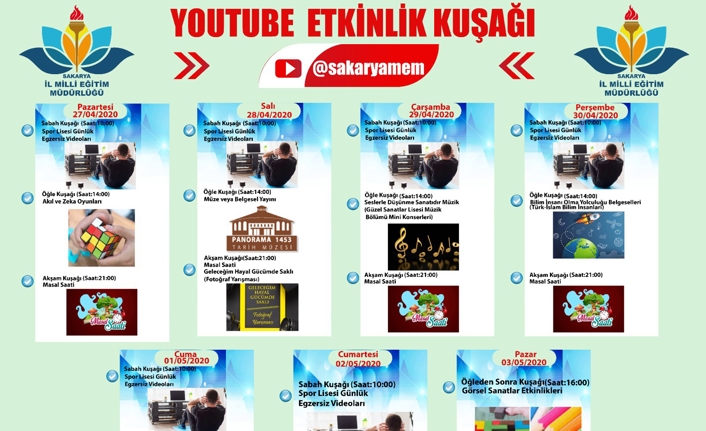 Sakarya MEM’in Youtube Etkinlik Kuşağı yayın akışı — haber görseli
