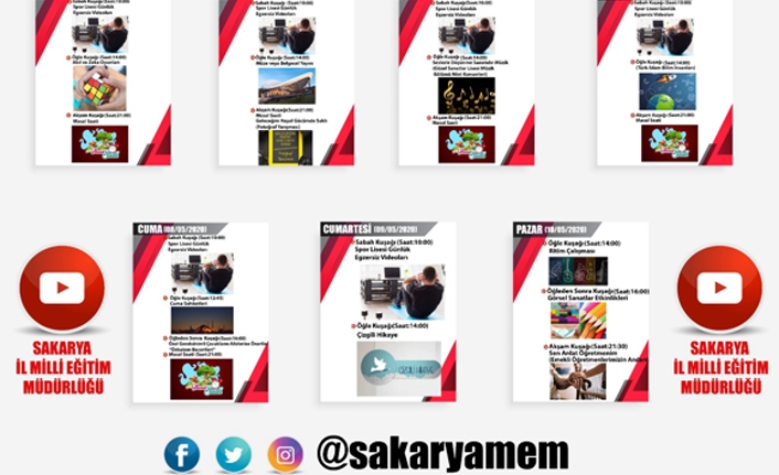 Sakarya MEM’in Youtube Etkinlik Kuşağında Bu Hafta  — haber görseli