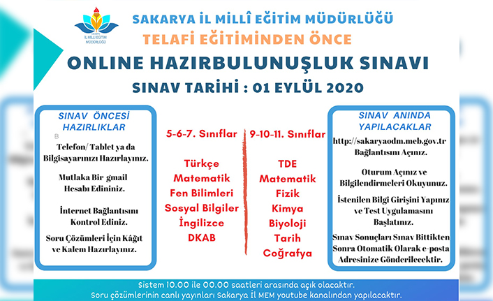 Sakarya MEM’den 1 Eylül’de Online Hazırbulunuşluk Sınavı — haber görseli