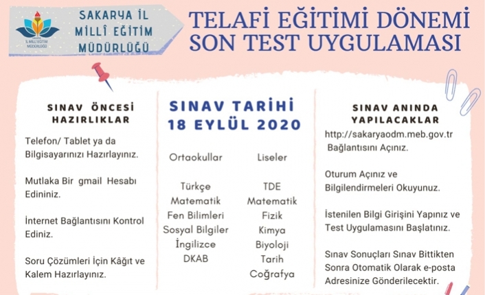 Sakarya MEM’den Telafi Eğitimi Son Test Uygulaması — haber görseli