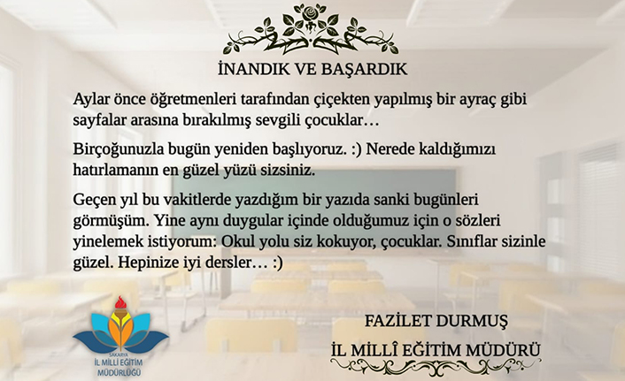 Durmuş; 'Sınıflar sizinle güzel çocuklar' — haber görseli