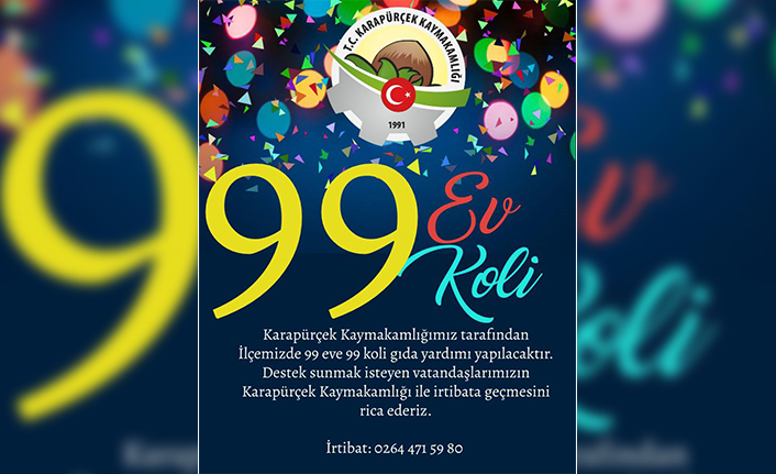 Karapürçek Kaymakamlığından 99 Eve 99 Koli Projesi — haber görseli