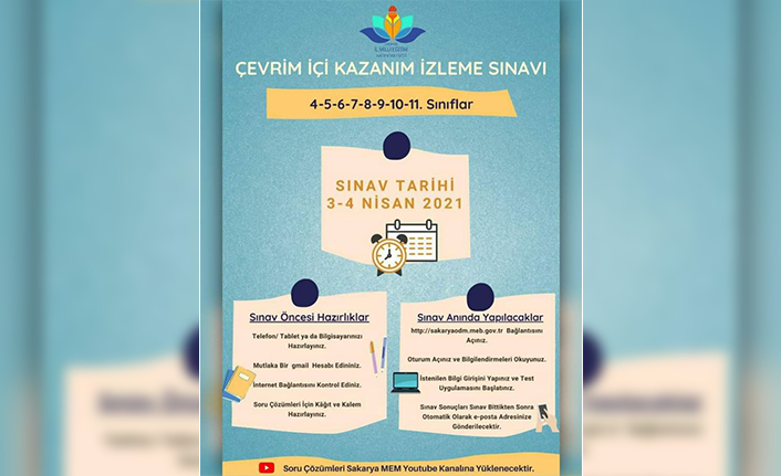 3-4 Nisan’da Kazanım İzleme Sınavı Yapılacak — haber görseli