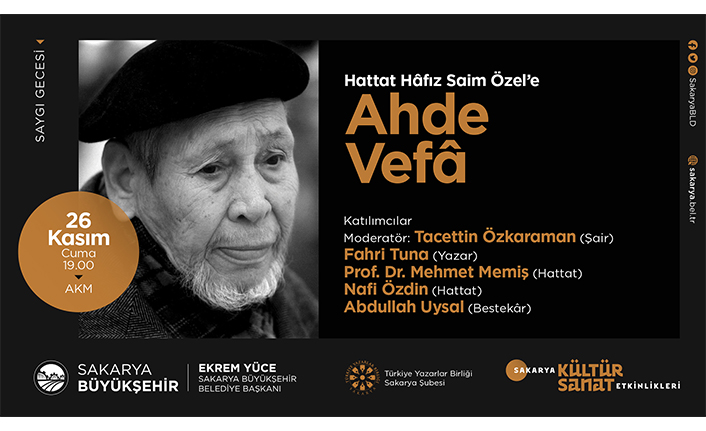 Hattat Saim Özel’e saygı gecesi — haber görseli