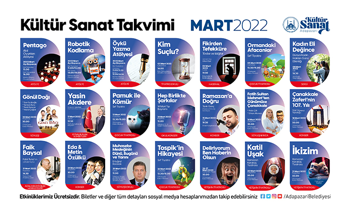 Adapazarı Belediyesi Mart Kültür Sanat Takvimi Açıklandı — haber görseli