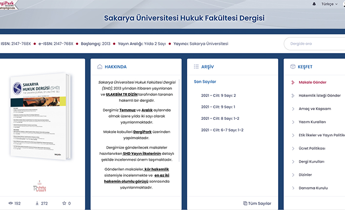 Sakarya Üniversitesi Hukuk Fakültesi Dergisi TR DİZİN’e Kabul Edildi — haber görseli