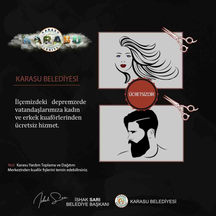 Karasu Kuaförlerinden Depremzede Vatandaşlarımıza Ücretsiz Kuaför Hizmeti — haber görseli