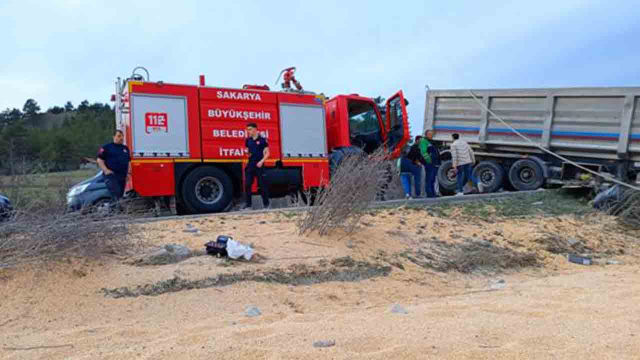 Mısır yüklü tır şarampole girdi — haber görseli