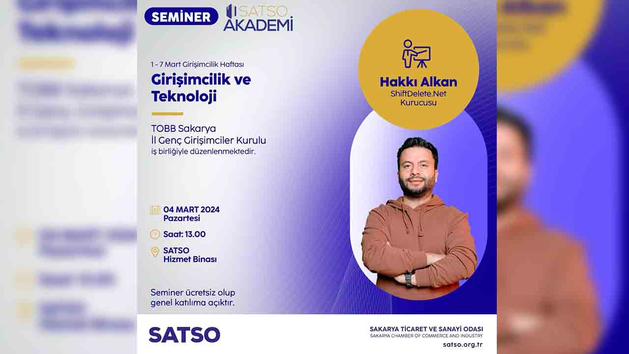 Teknoloji Fenomeni Hakkı Alkan’ SATSO’da Sakaryalılarla Buluşacak — haber görseli