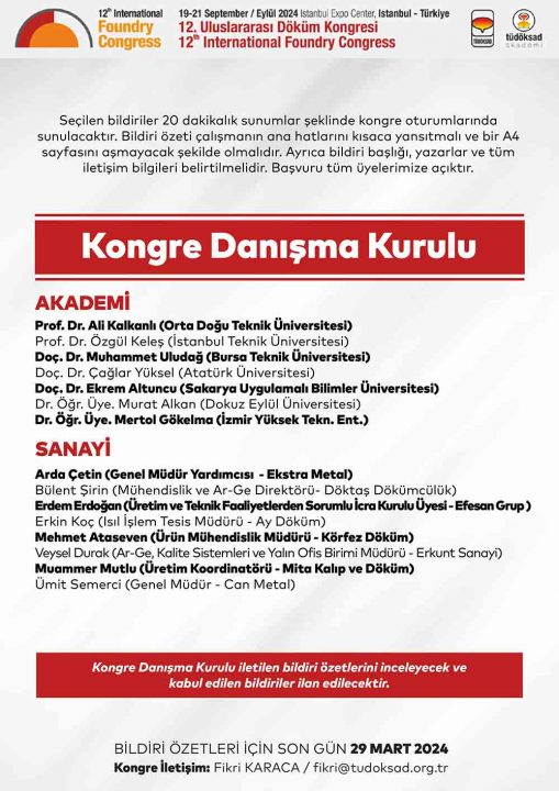 12. Uluslararası Döküm Kongresi’ne SUBÜ desteği — haber görseli